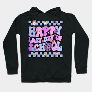 Happy Last Day of School Teachers Students Kids Retro Groovy Hoodie